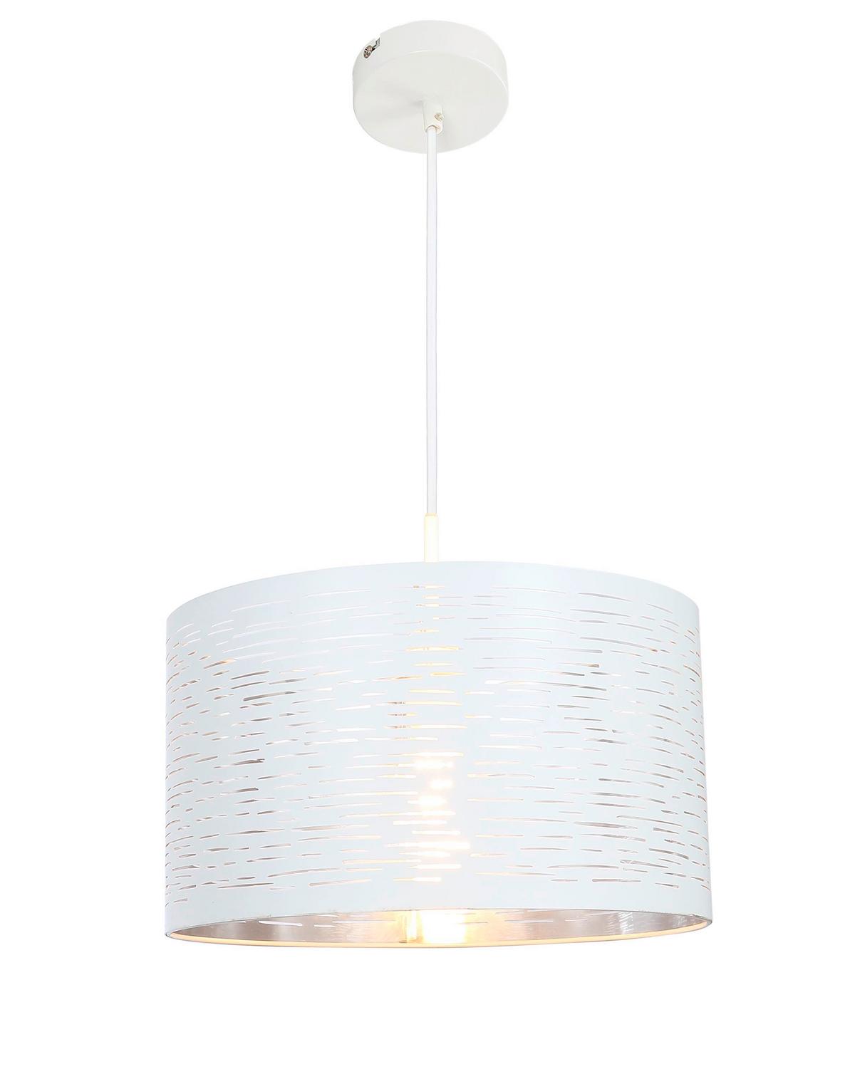 Hängeleuchte H: 120 cm 1-Flammig, Weiß/ Chromfarben - Chromfarben/Weiß, Design, Kunststoff/Metall (38/120cm) - Globo