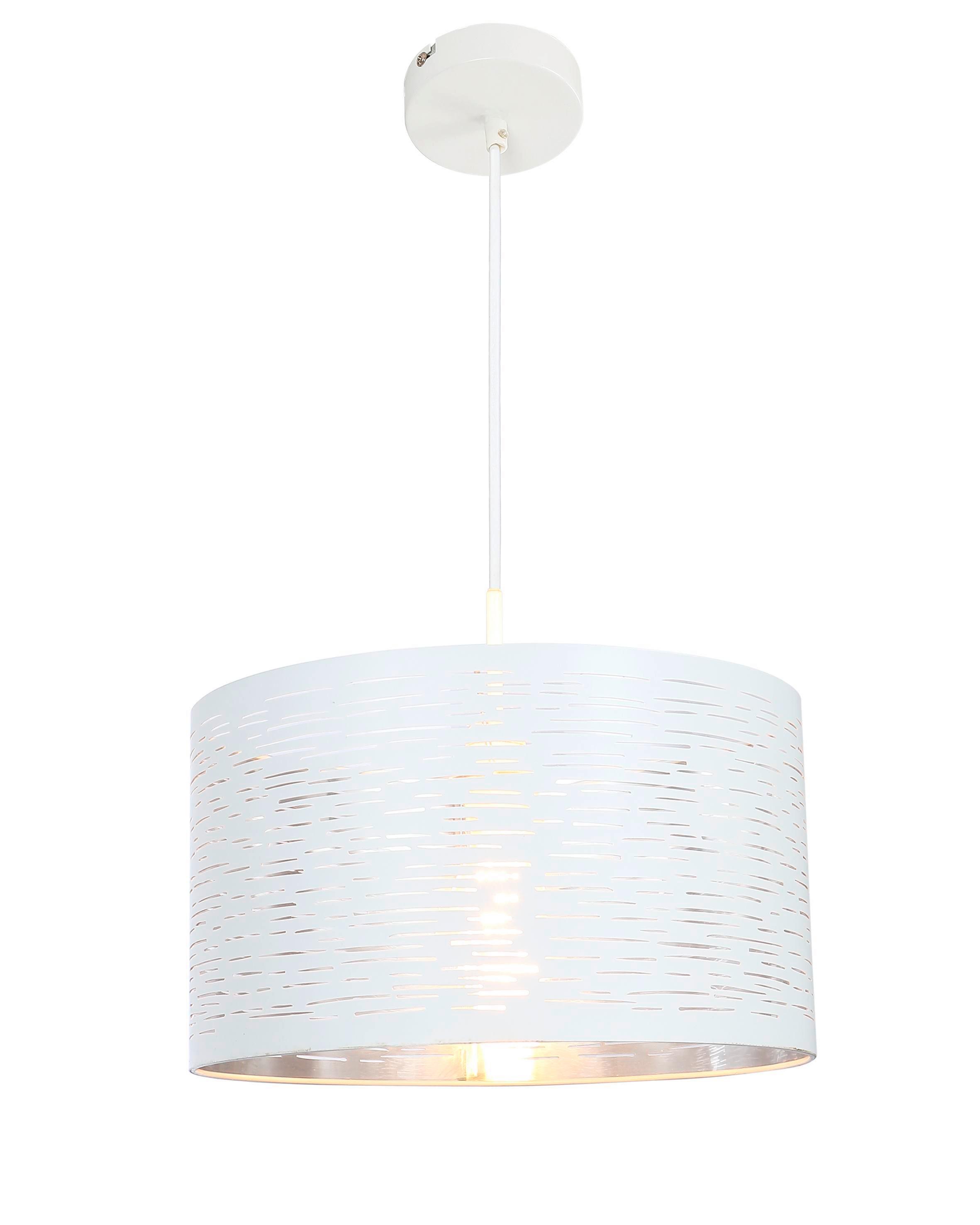 Hängeleuchte H: 120 cm 1-Flammig, Weiß/ Chromfarben