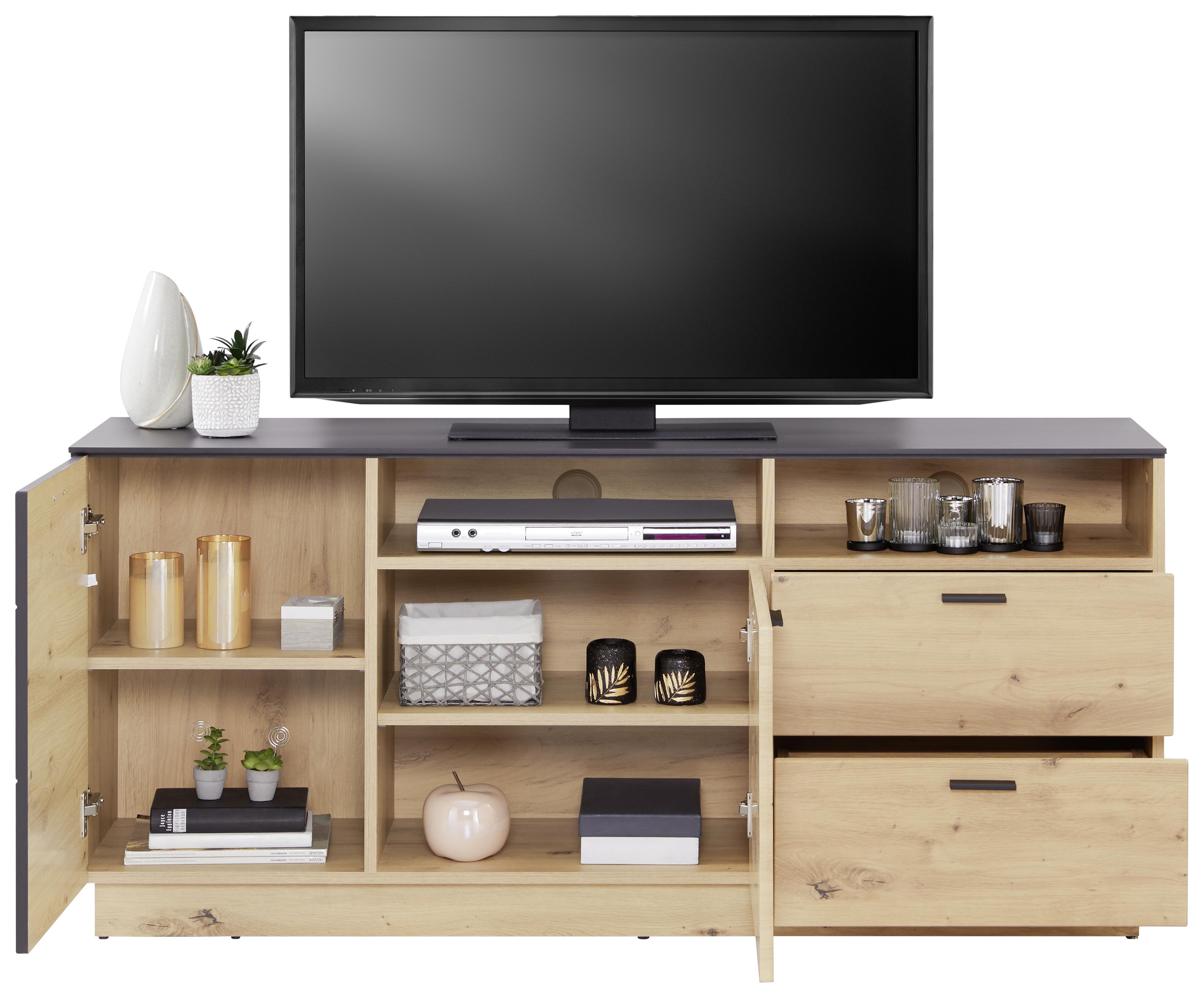 Tv-elem Tonale - tölgyfa/Artisan tölgy, Modern, faalapú anyag (146,8/68,6/40cm)