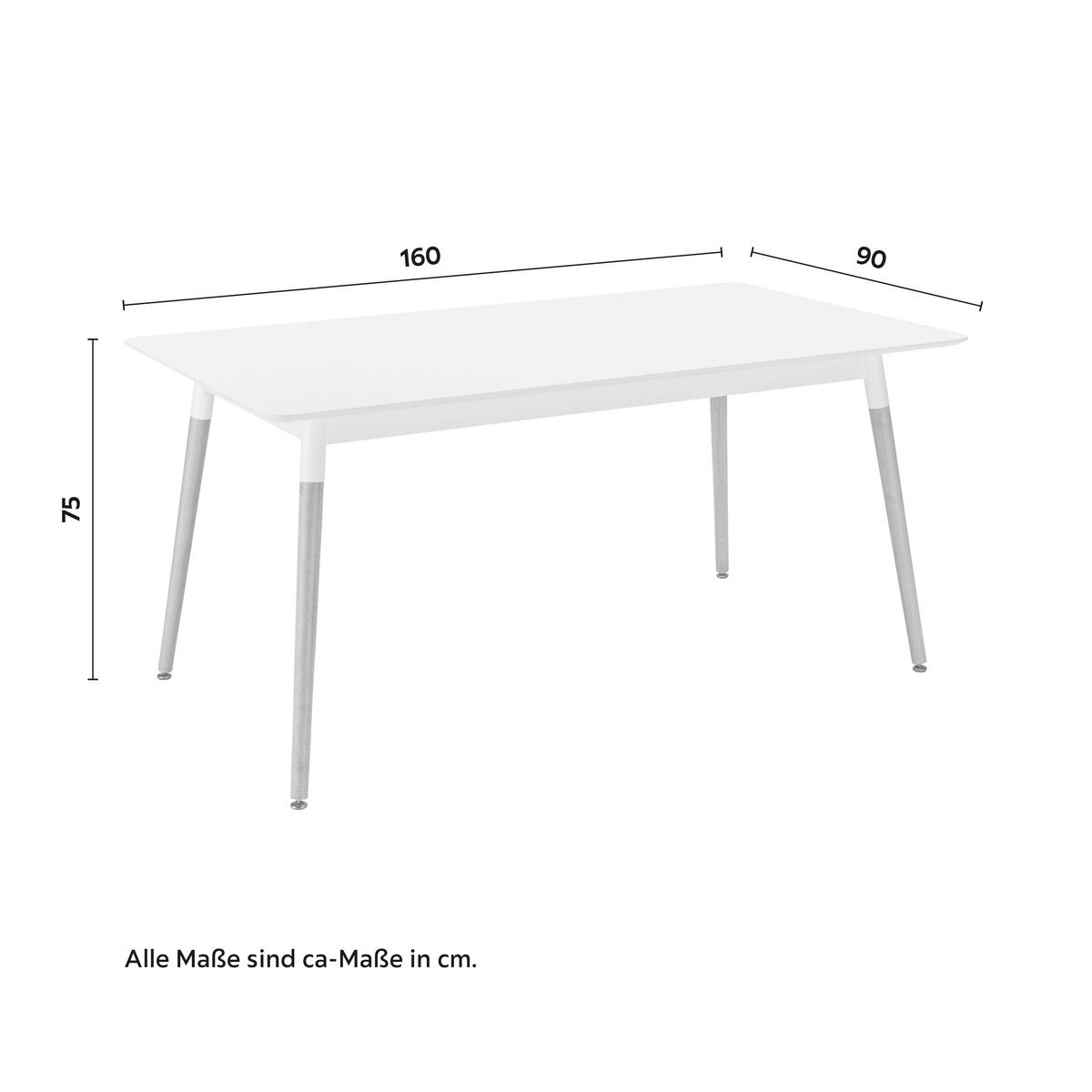 Jídelní stůl ALENA 160x90 cm - bílá/barvy dubu, Moderní, dřevo/kompozitní dřevo (160/90/75cm) - Bessagi Home