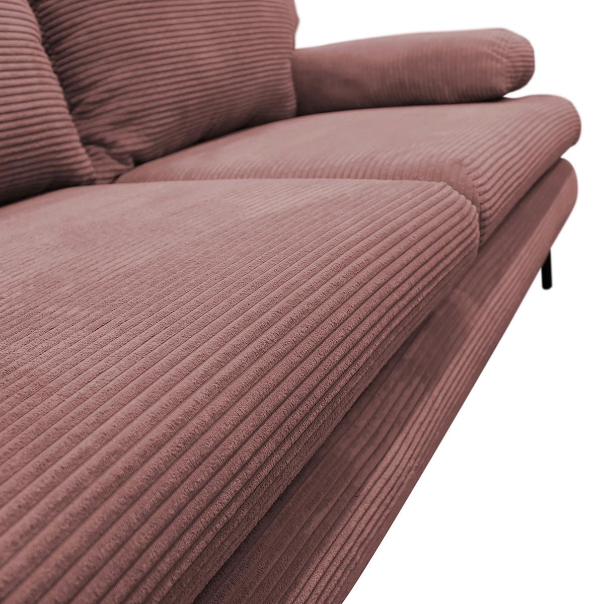 2-sitzer-sofa Mit Schlaffunktion Fiore B: 202 Cm - Altrosa/Schwarz, Design, Textil (202/85/99cm) - P & B