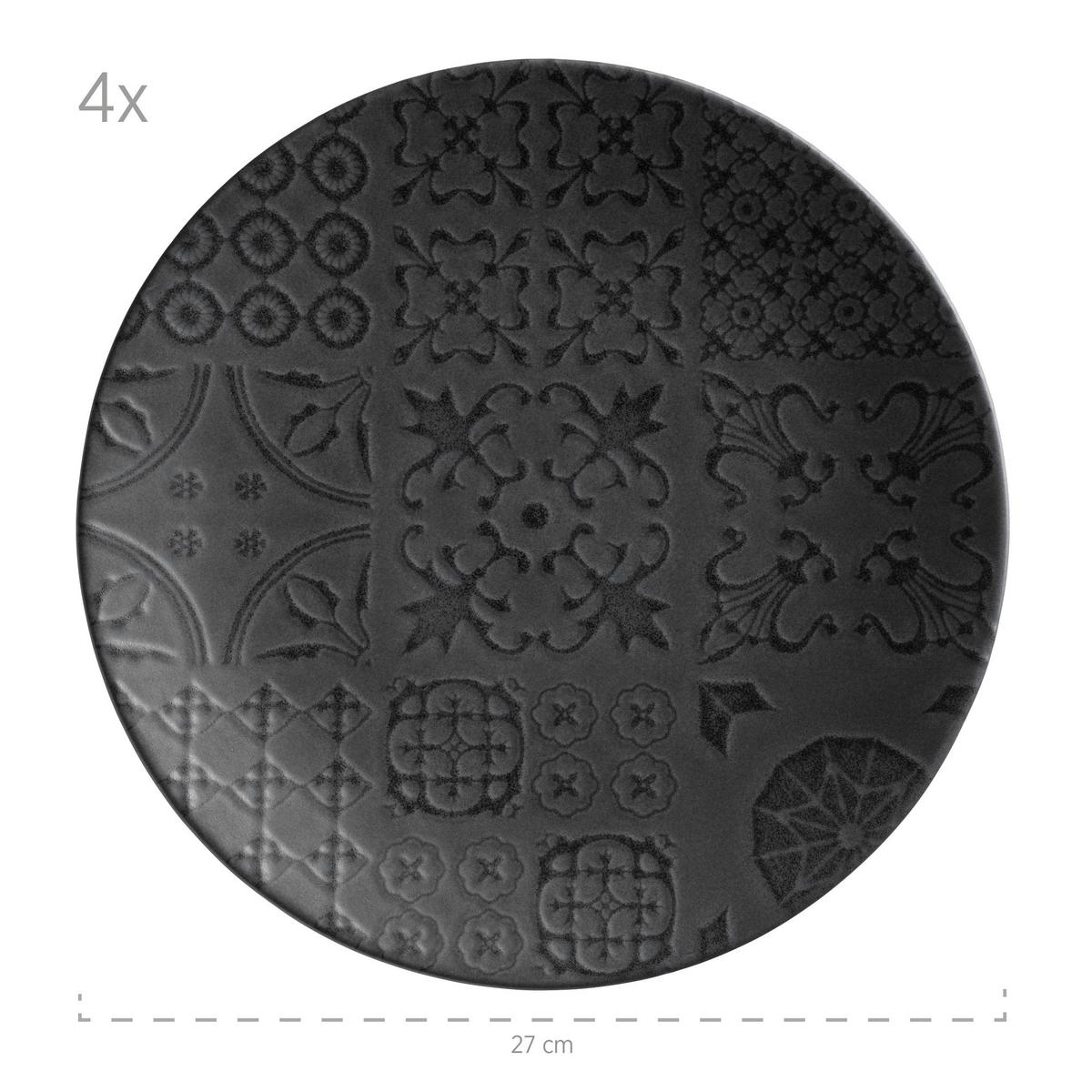 Tafelservice Schwarz 4 Personen 12-Teilig - Schwarz, Basics, Keramik - Mäser