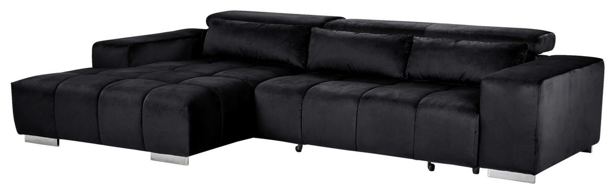 Ecksofa mit Relaxfunktion Orion Kopfstütze Klappbar Schwarz - Silberfarben/Schwarz, KONVENTIONELL, Textil (186/307cm) - Livetastic