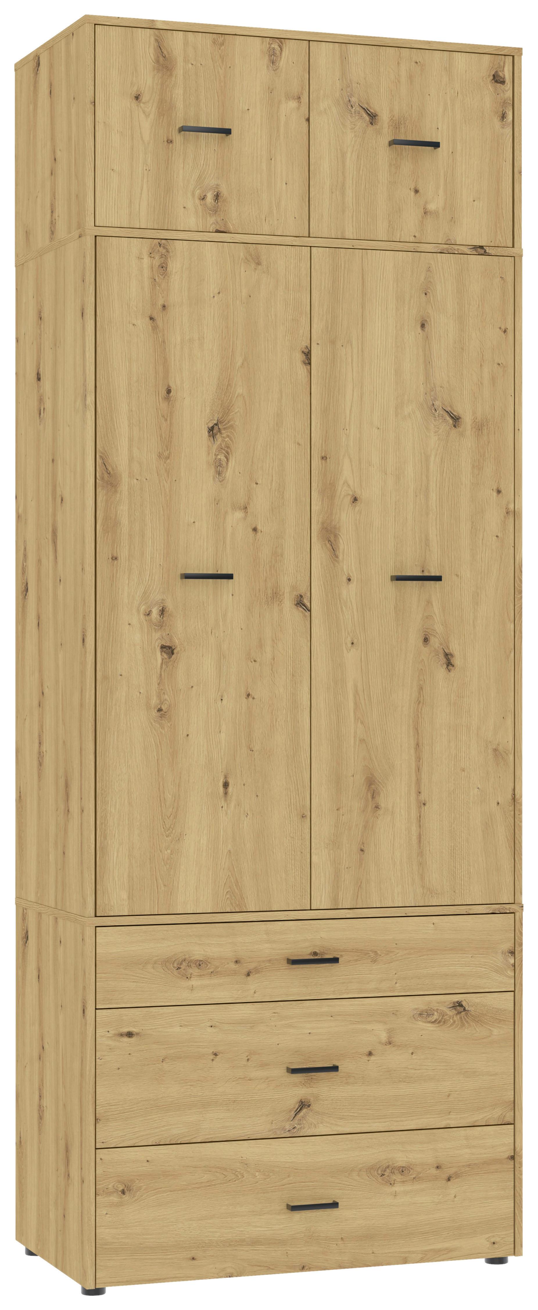 Kleiderschrank Kivo Eiche Artisan Dekor, B: 90 cm - Eiche Artisan, Basics, Holzwerkstoff (90/239,40/52,1cm)