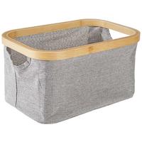 Aufbewahrungskorb Nantje 30x20 Cm Textil/holz Grau/natur - Transparent/Naturfarben, MODERN, Kunststoff/Textil (30/16/20cm) - Luca Bessoni