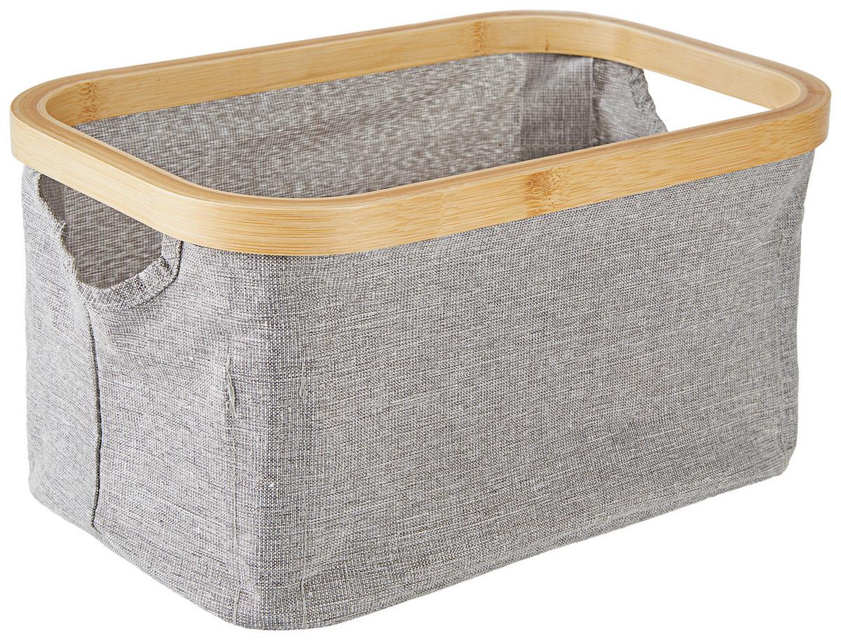 Aufbewahrungskorb Nantje 30x20 Cm Textil/holz Grau/natur - Transparent/Naturfarben, MODERN, Kunststoff/Textil (30/16/20cm) - Luca Bessoni