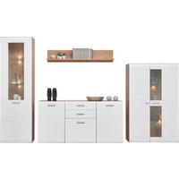 Wohnkombination 4-Tlg. Auris, Weiß/Eiche Dekor - Eichefarben/Weiß, MODERN, Glas/Holzwerkstoff (318,2/204,2/43,1cm) - Luca Bessoni