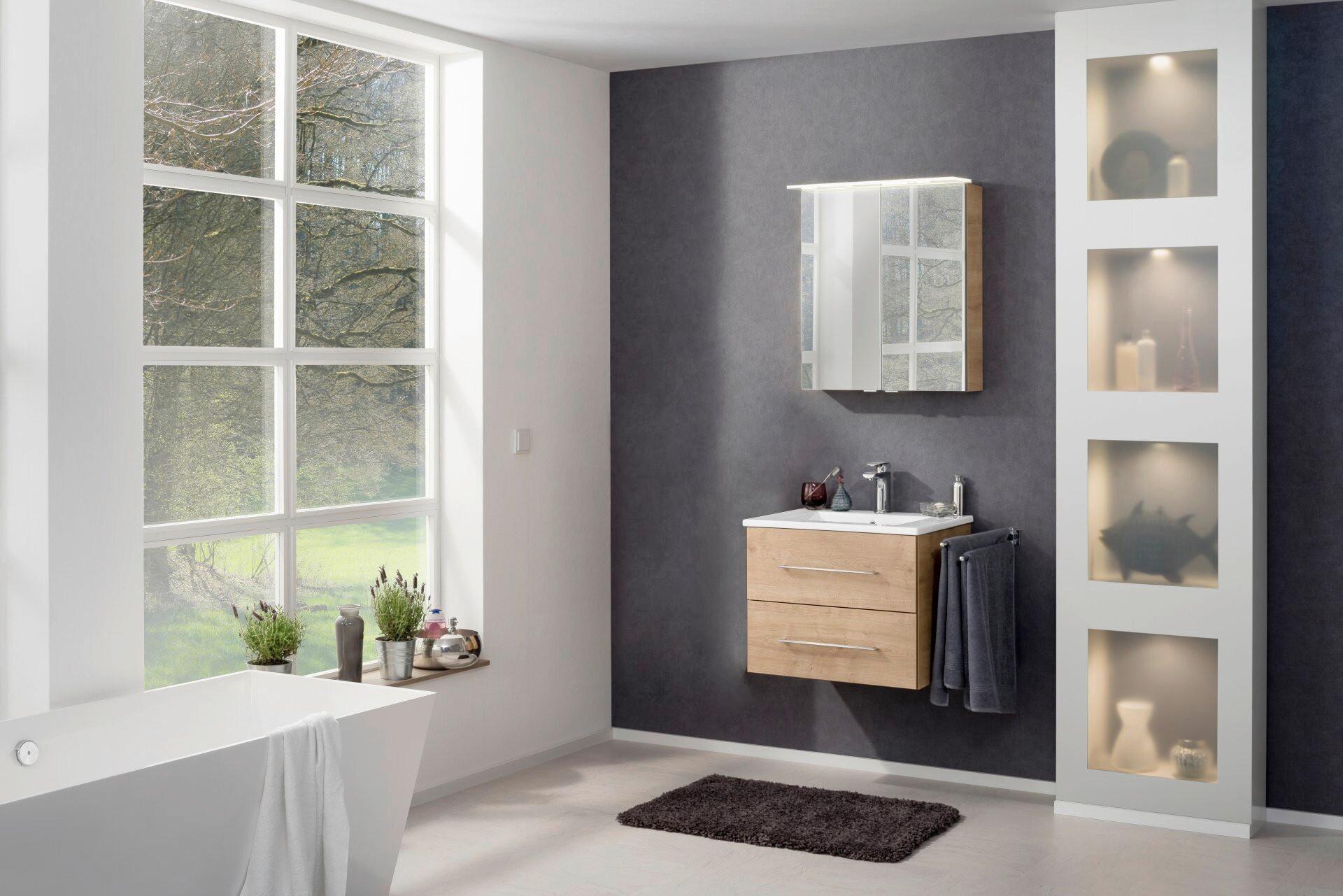 Badezimmer B.Perfekt Eichefarben 3-Teilig - Eichefarben/Weiß, Basics, Glas/Keramik (62,2cm) - MID.YOU