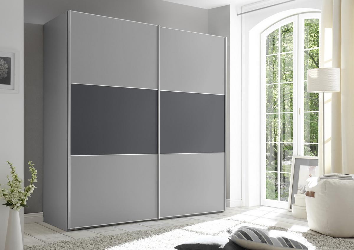 Schwebetürenschrank 188cm Includo Grau/anthrazit - Dunkelgrau/Anthrazit, MODERN, Holzwerkstoff (188/222/68cm) - MID.YOU