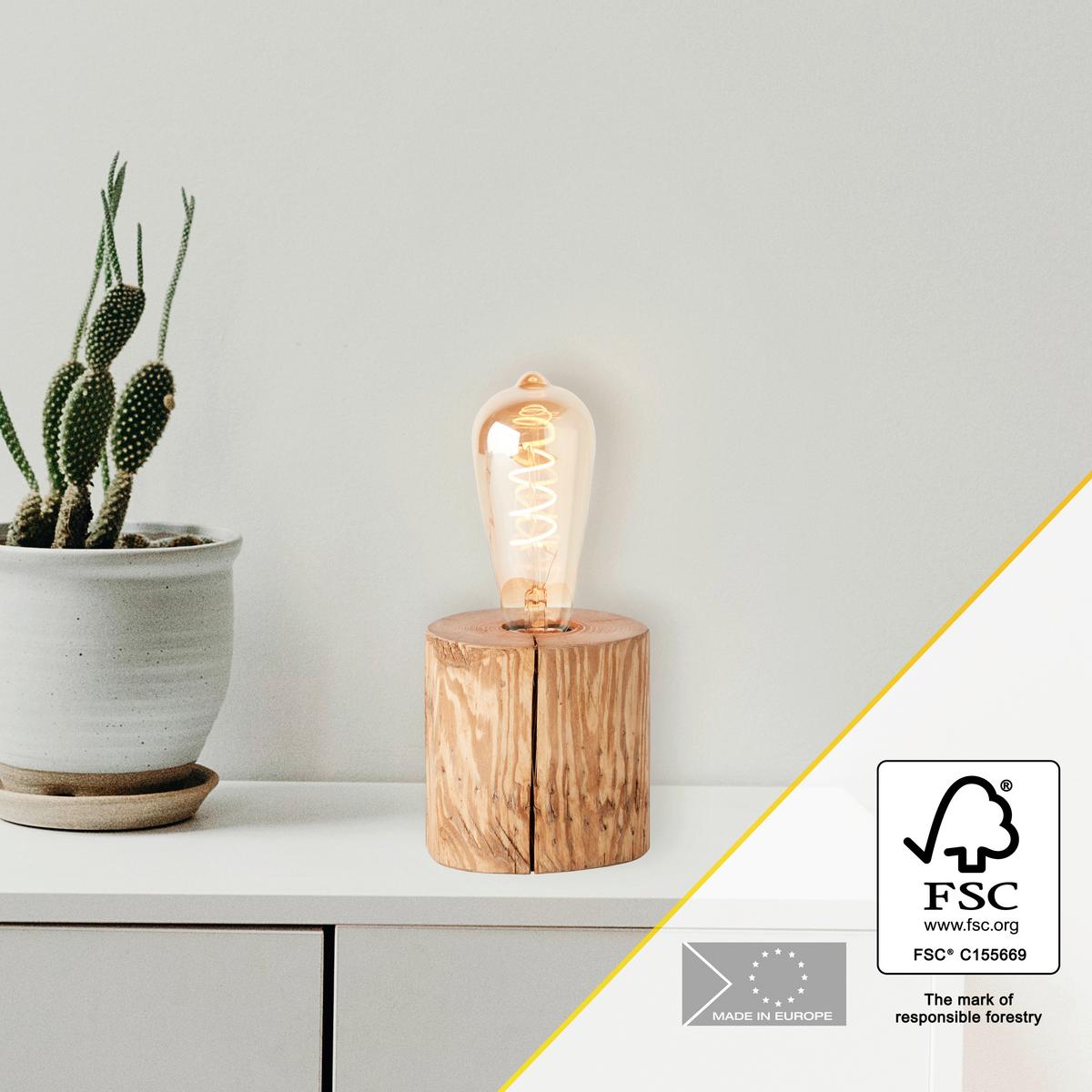 Tischleuchte 93111/36 Trabo - Kieferfarben, Natur, Holz (10/10cm) - Brilliant