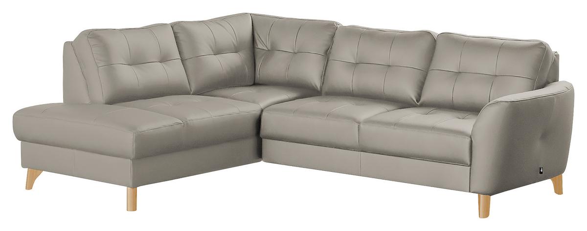 Ecksofa Nordic Plantinfarben S: 190x236 cm - Platinfarben/Buchefarben, Design, Leder/Textil (190/236cm) - Livetastic