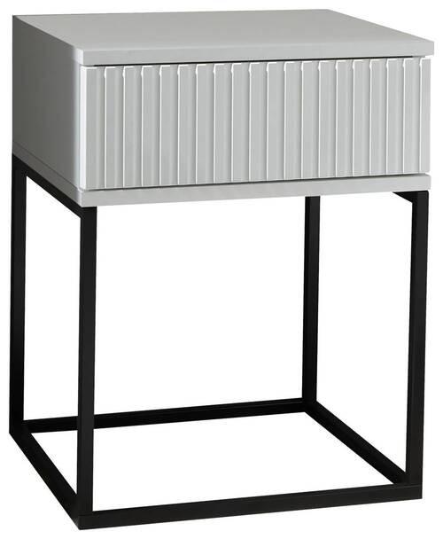 Nočný stolík MARLE biela - čierna/biela, Modern, kov/kompozitné drevo (40/52/38,5cm) - Hom`in