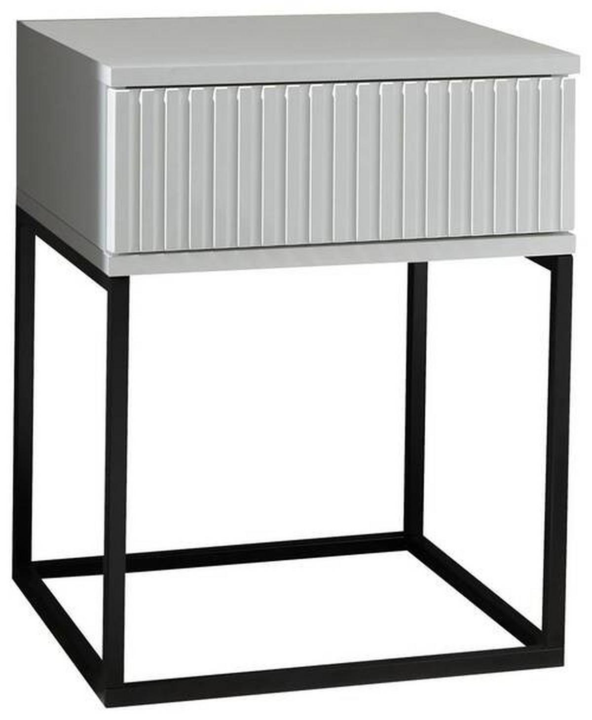 Noční stolek MARLE bílá - bílá/černá, Moderní, kov/kompozitní dřevo (40/52/38,5cm) - Hom`in