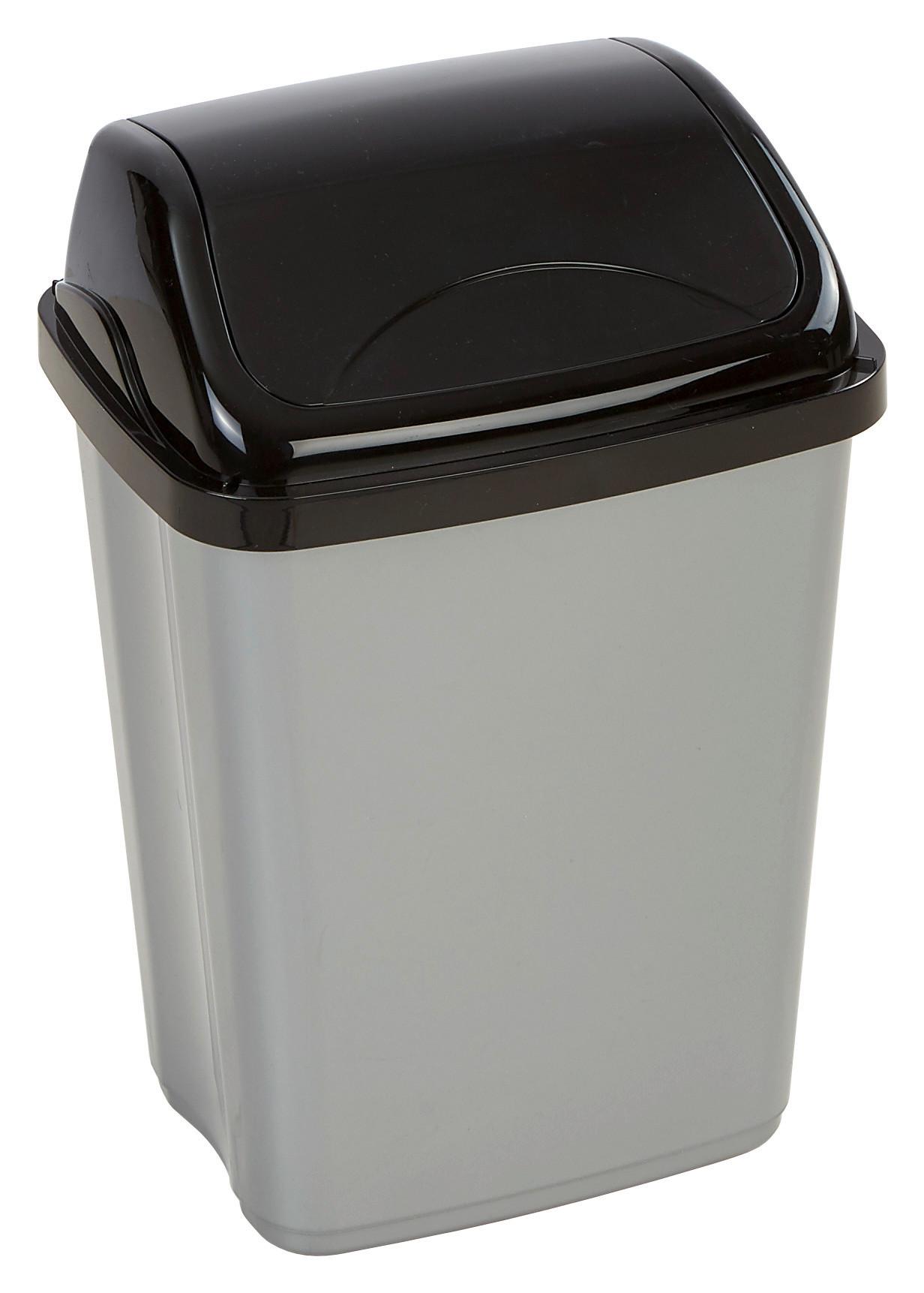 Schwingdeckeleimer Julien 10 L Kunststoff Grau/Schwarz