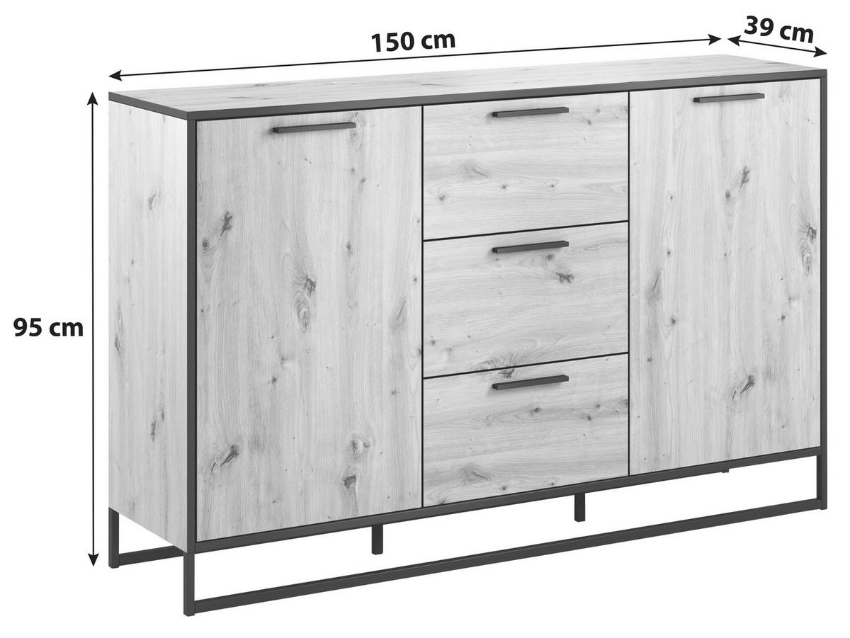 Kommode mit Rahmengestell B 150 cm Brooklyn, Eichefarben - Eichefarben, Basics, Holzwerkstoff (150cm) - P & B