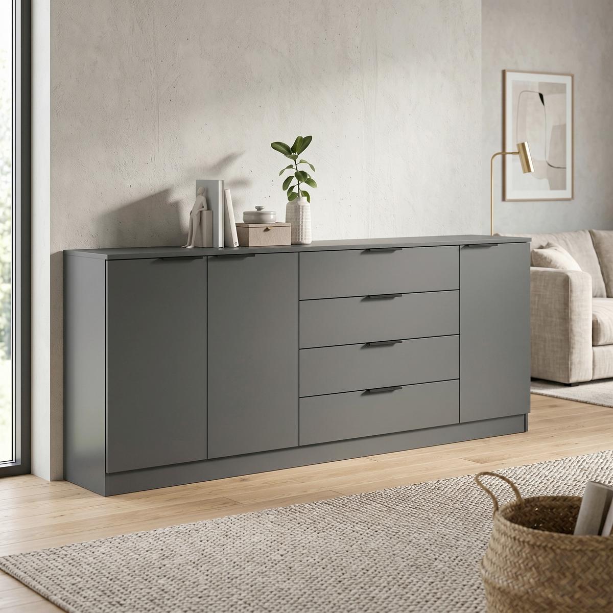 Tálalószekrény Kopenhagen - antracit, Design, faalapú anyag (185/79/35cm) - Livetastic