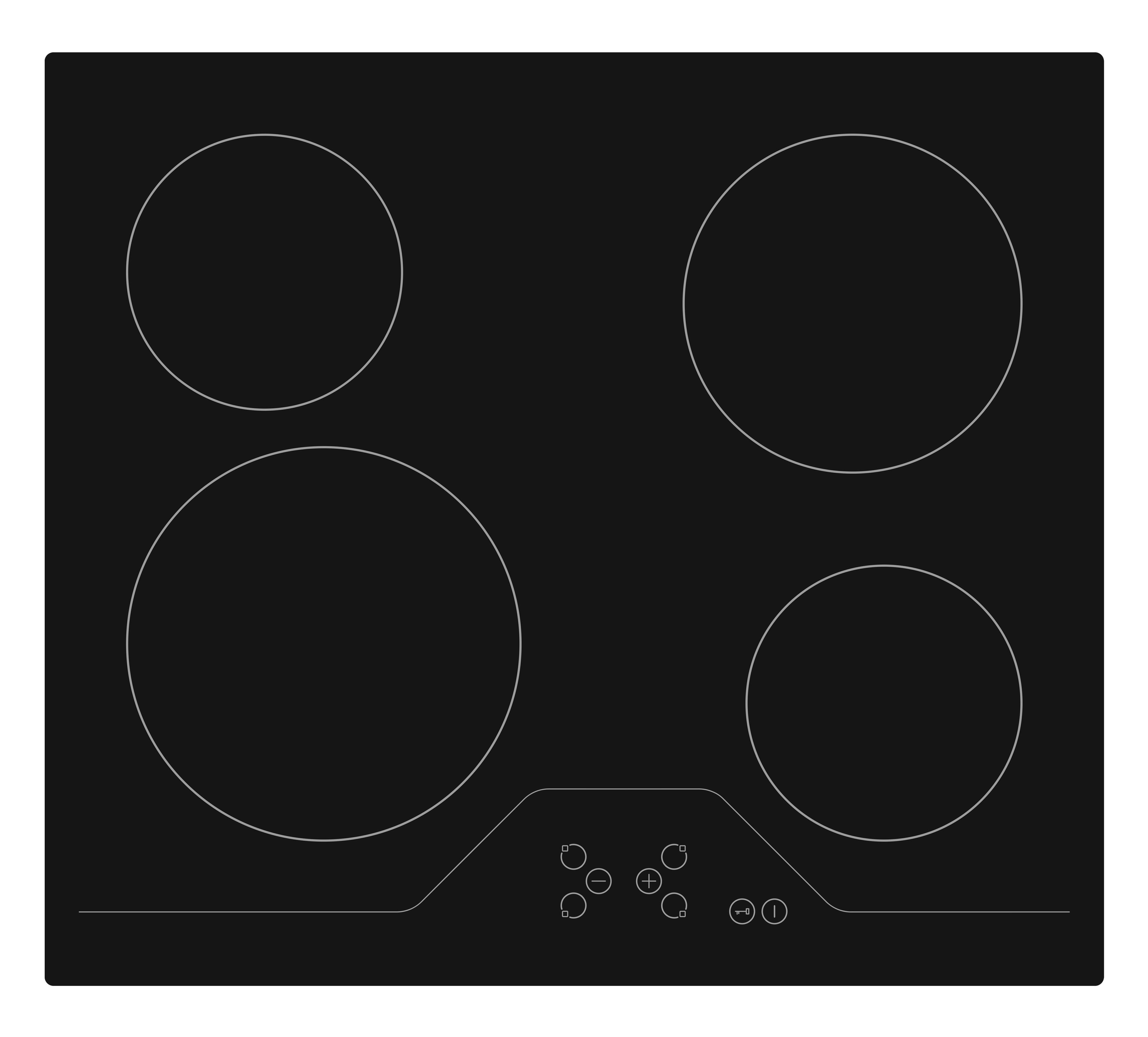 Einbau-Cerankochfeld Schwarz, B: 59 cm