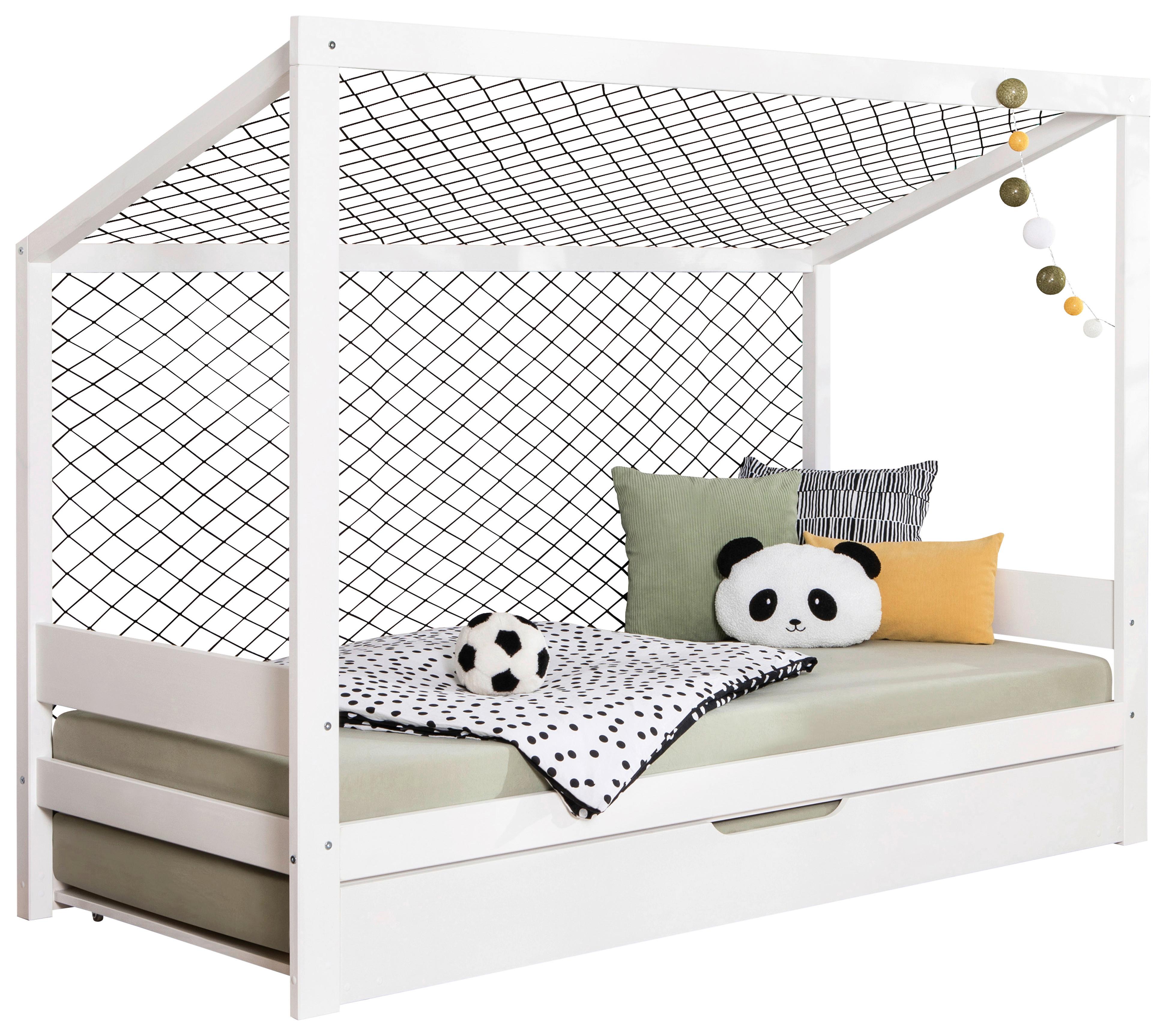 Bodenbett Mit Bettkasten 90x200 Cm Weiß - Weiß, MODERN, Holz/Textil (90/200cm) - MID.YOU