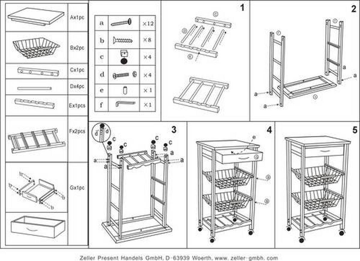 Servierwagen Weiß Bxhxt: 37x37x76,5 Cm - Weiß, Basics, Holz/Holzwerkstoff (37/37/76,5cm) - Zeller Present