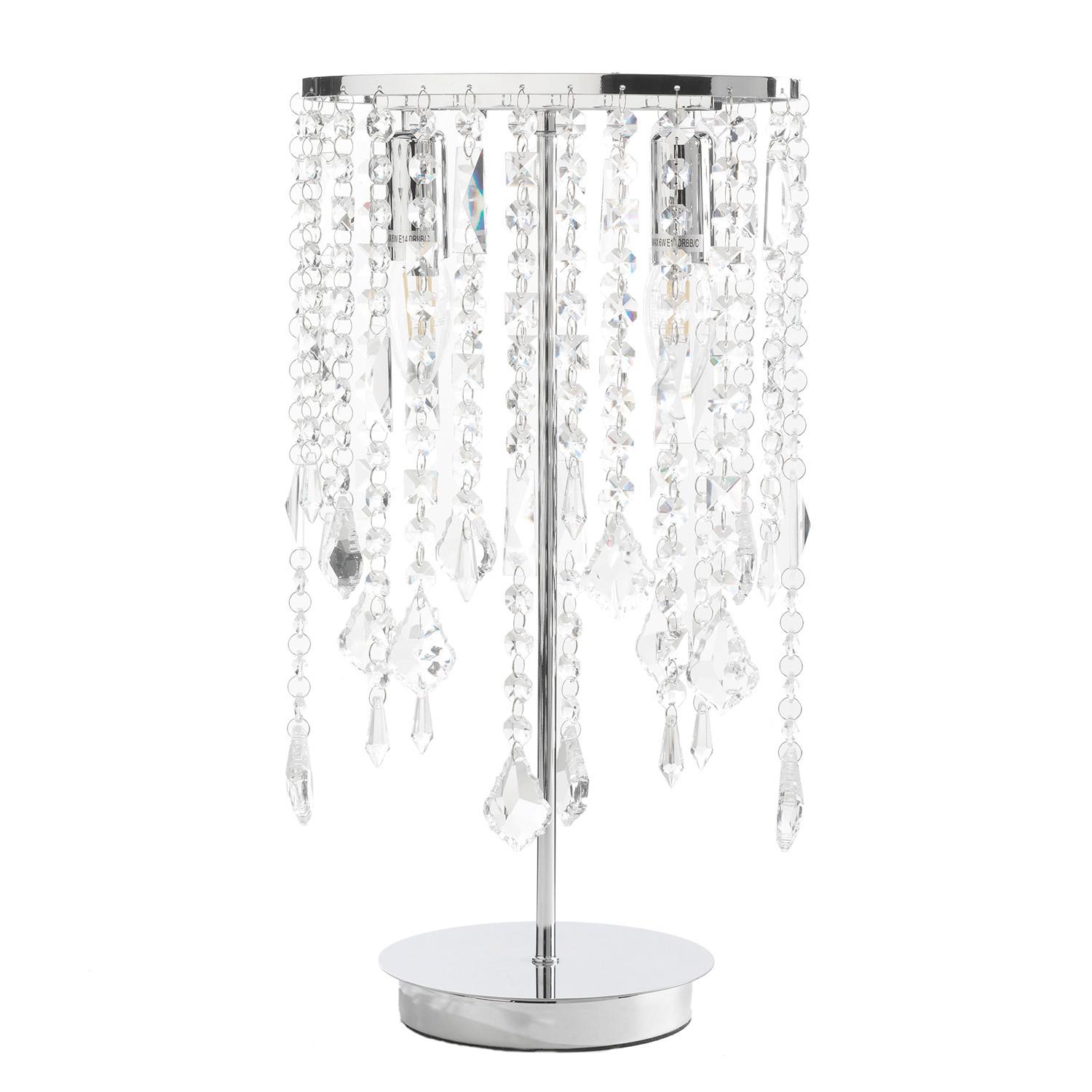 Kristall-Tischleuchte Chromfarben D: 25 cm 6w - Chromfarben, KONVENTIONELL, Glas/Metall (25/45cm)