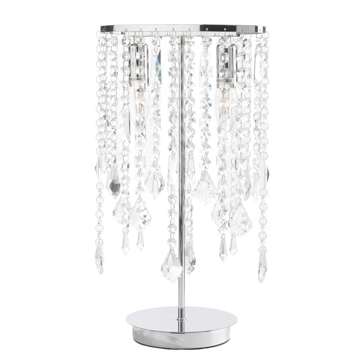 Kristall-Tischleuchte Chromfarben D: 25 cm 6w - Chromfarben, KONVENTIONELL, Glas/Metall (25/45cm)