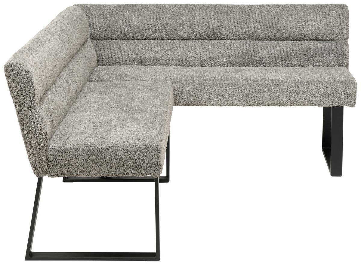 Eckbank Kea Grau, S: 190x150cm - Schwarz/Grau, KONVENTIONELL, Textil/Metall (190/150cm) - MID.YOU
