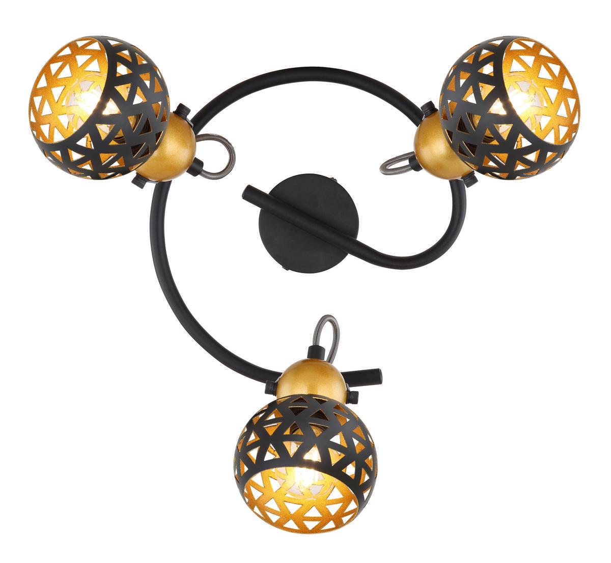Strahler Sarra 3-flammig Verstellbar Ø 25 Cm - Goldfarben/Schwarz, Basics, Metall (25/17,5cm) - Globo
