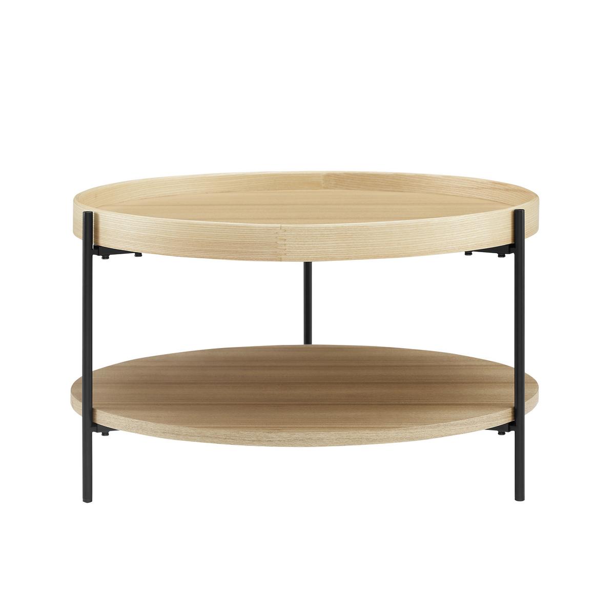 Couchtischset 2-teilig Eichefarben - Eichefarben/Schwarz, Design, Holzwerkstoff/Metall (44-69/44-69/49-39cm) - Livetastic