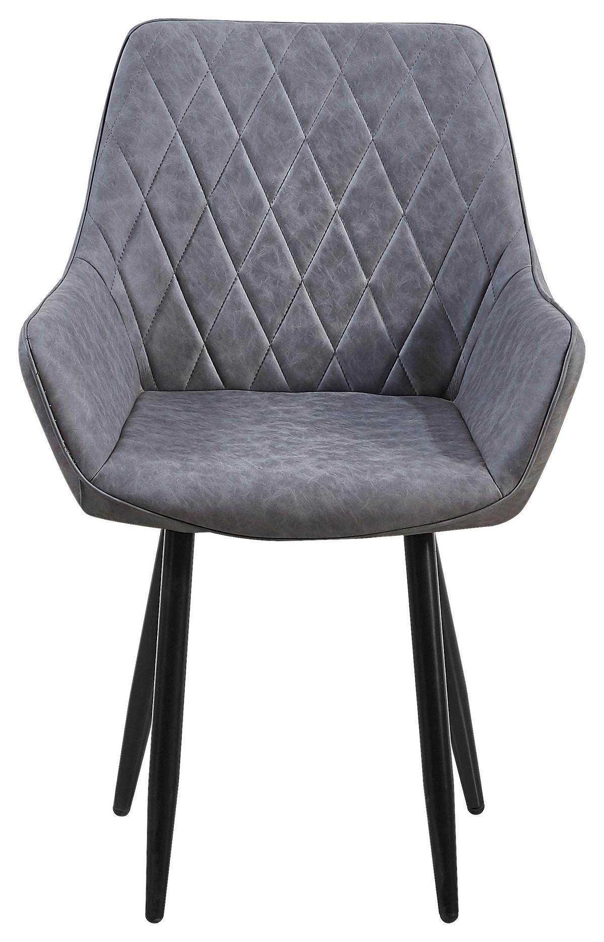 Armlehnstuhl Parker Grau Gepolstert, Vintage-Look - Schwarz/Grau, MODERN, Textil/Metall (58/87/64cm) - MID.YOU