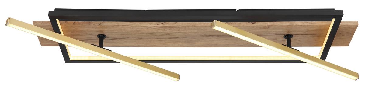 LED-Deckenleuchte 67296d1 - Dunkelbraun/Messingfarben, Design, Holzwerkstoff/Kunststoff (81,5/40,5/9cm) - Globo