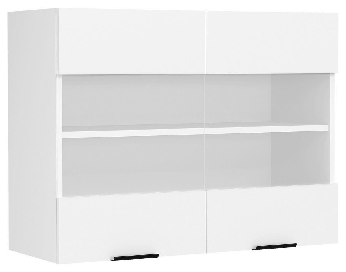 Küchenoberschrank Fasola Weiß B: 80 cm - Weiß, Trend, Glas/Holzwerkstoff (80/60/31cm) - MID.YOU