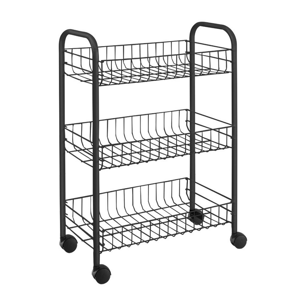 Polc Sprinter - fekete, Basics, műanyag/fém (41/23/61cm) - Metaltex
