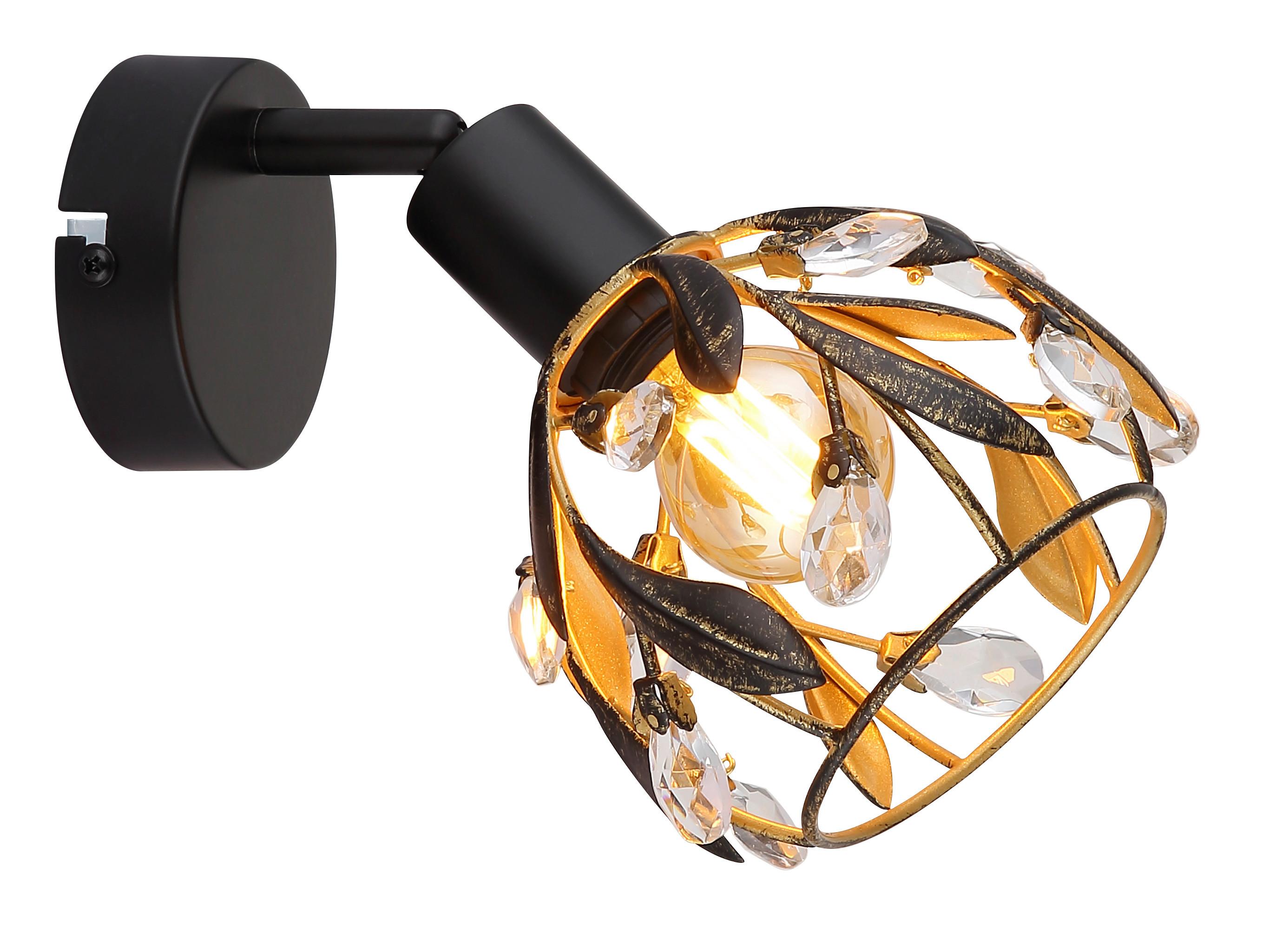 Strahler Mika D: 12 cm Klar Schwarz Goldfarben - Klar/Goldfarben, Basics, Kunststoff/Metall (12/16cm) - Globo
