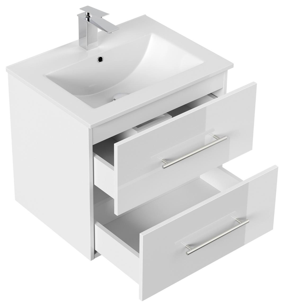 WASCHTISCHKOMBI Homeline, Weiß HG B: 61,5cm - Weiß Hochglanz/Weiß, Basics, Keramik/Holzwerkstoff (61,5cm) - MID.YOU