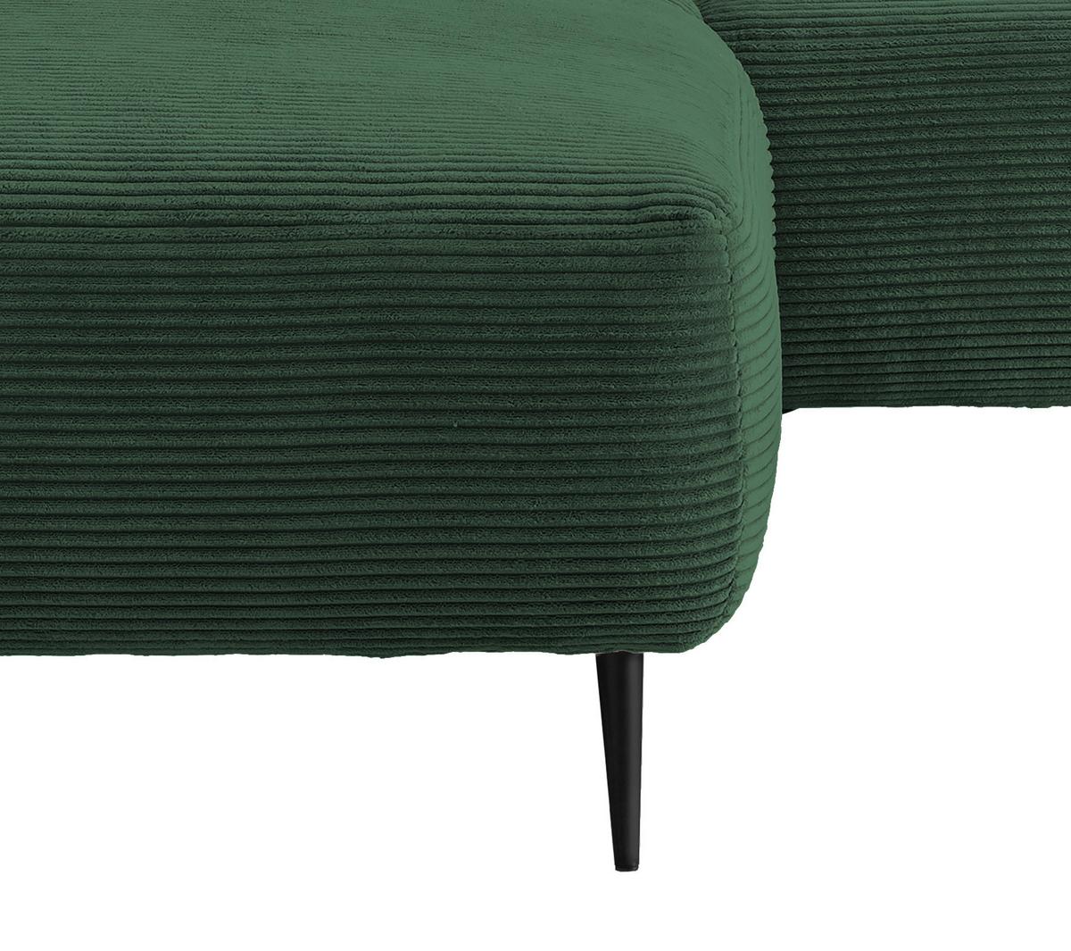 Ecksofa Vanilla Dunkelgrün S: 178x264-302 cm - Dunkelgrün/Schwarz, Design, Textil (178/264-302cm) - Livetastic