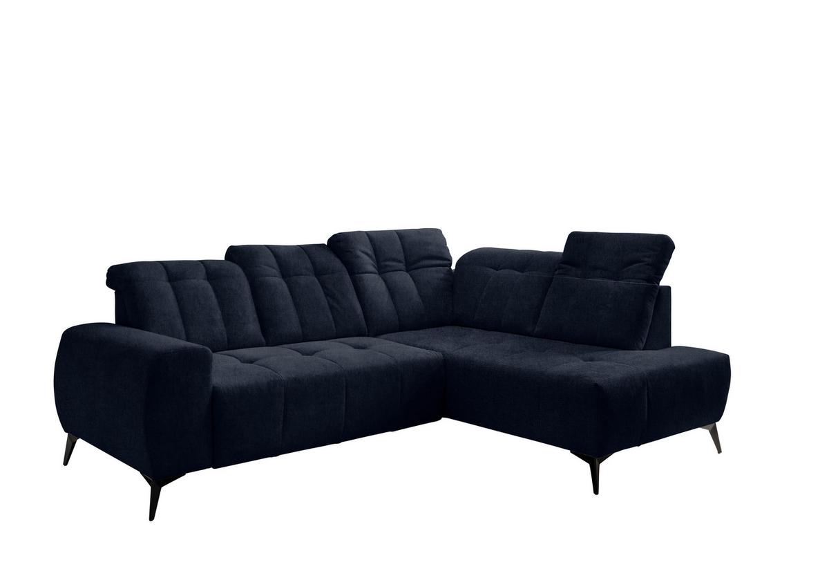 Ecksofa Mit Usb Anschluss Sano, Dunkelblau,s: 261x200 Cm - Schwarz/Dunkelblau, MODERN, Textil (261/200cm) - Livetastic