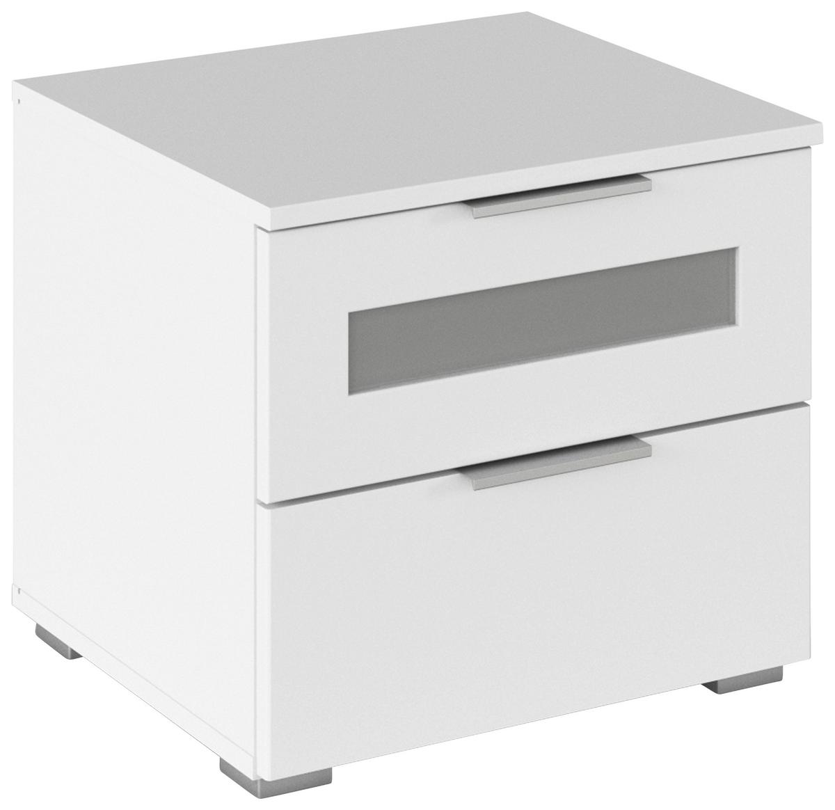 Nachkästchen Alpinweiß Dekor H: 43 cm Mars 2l-Gr - Klar/Alufarben, KONVENTIONELL, Glas/Holzwerkstoff (47/43/42cm)