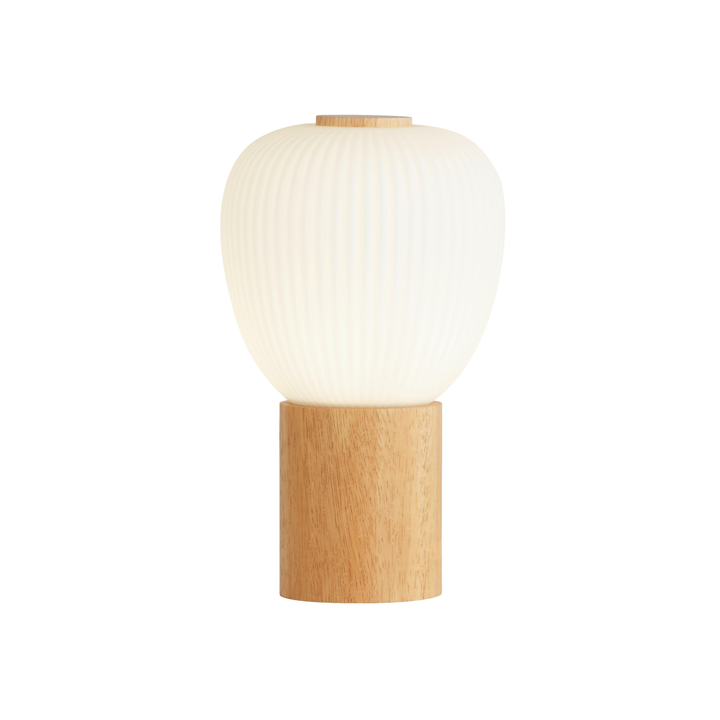 Led-tischleuchte Eu31410-1na - Weiß, Natur, Glas/Holz (14,5/14,5/25cm)