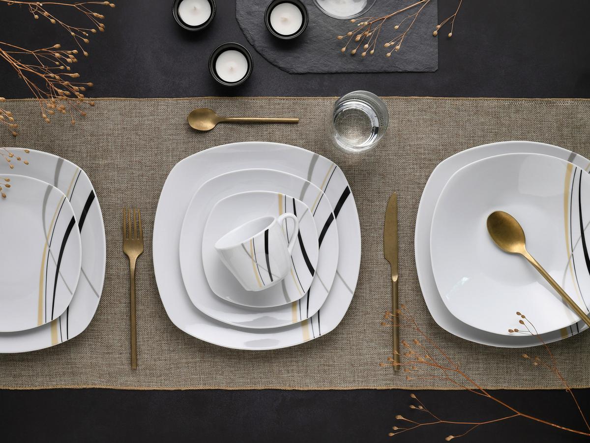 Kombiservice Square City Line 30--Teilig., Weiß - Weiß, Trend, Keramik - Creatable