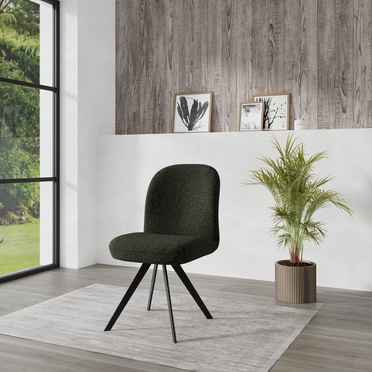 Stuhl grün mit Metallbeinen Ulmo 47/91/61 cm - Schwarz/Grün, MODERN, Textil/Metall (47/91/61cm)