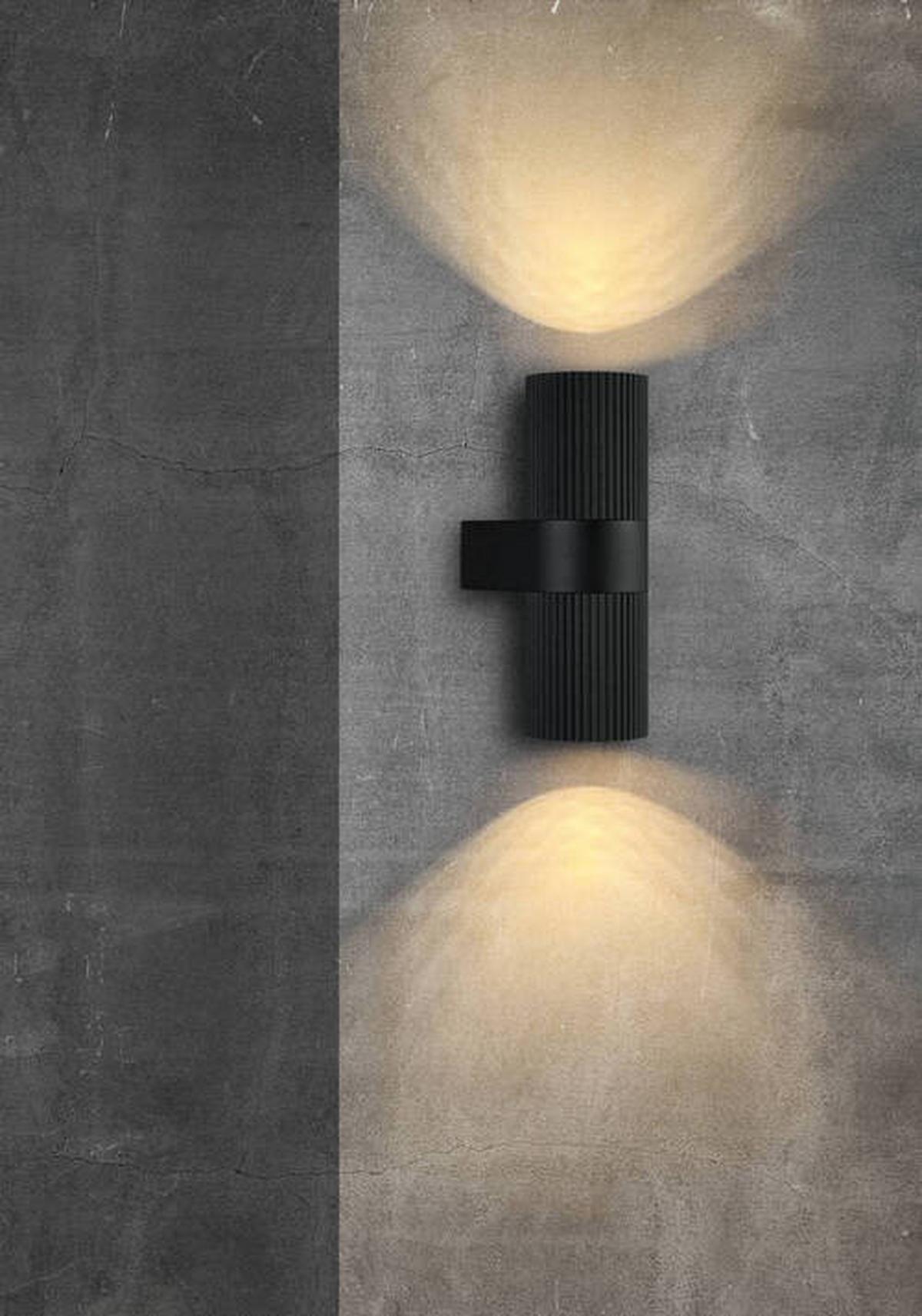 Außenwandleuchte Kyklop Ripple Schwarz B: 14 Cm - Schwarz, Design, Metall (14cm) - Nordlux