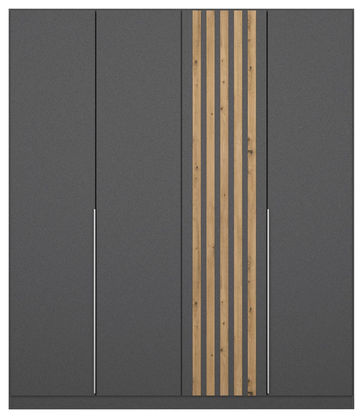 Drehtürenschrank 181 cm Lamella Grau/Eiche Dekor - Eiche Artisan/Grau, MODERN, Holzwerkstoff (181/210/54cm) - Rauch Möbel