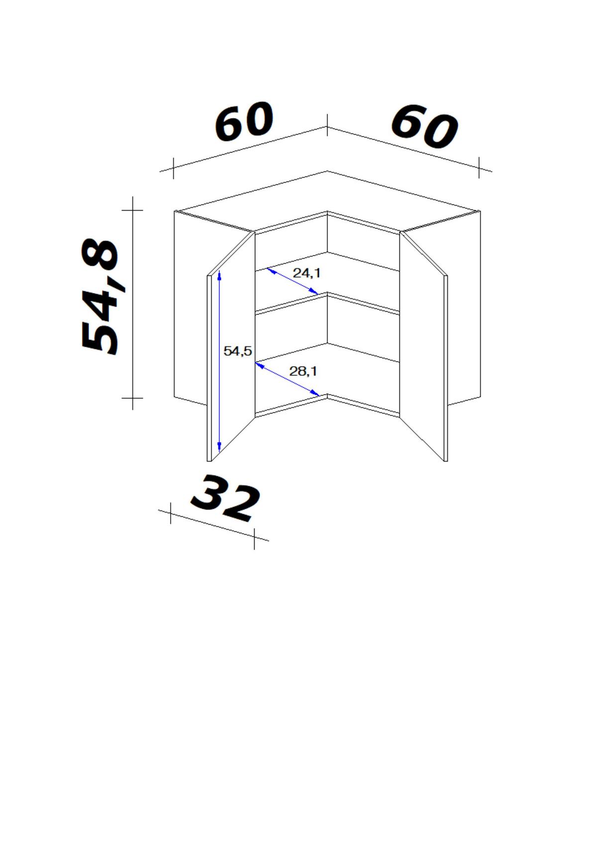 B: 60 Eiche Dekor cm Samoa Eckoberschrank