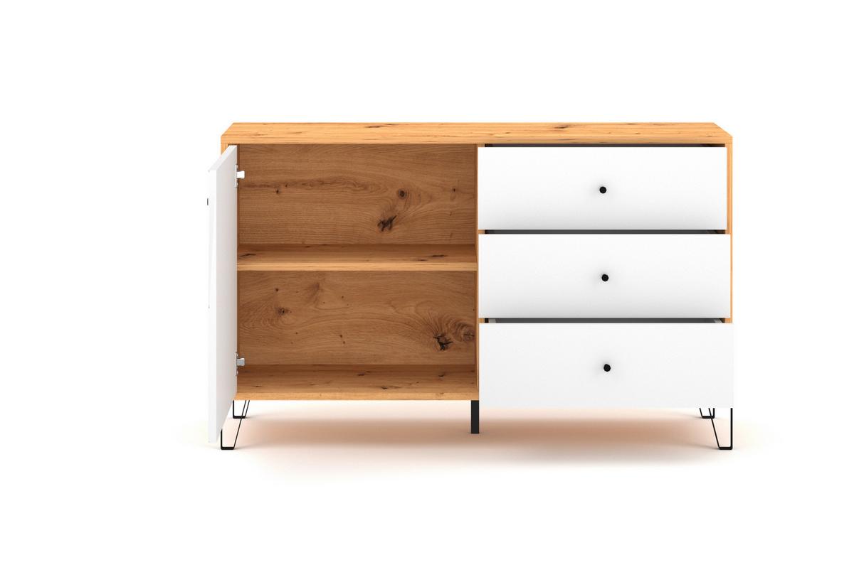 Sideboard Kommode 1d3s Bilbao Bl5 - Schwarz/Weiß, Design, Holzwerkstoff (123/75/40cm) - Livetastic