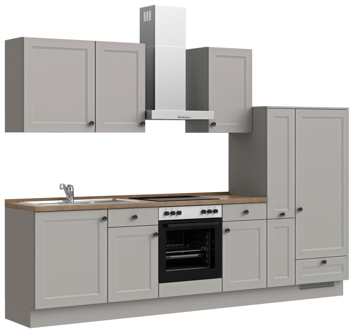 Kuchynská linka 300 cm, kamenná sivá - čierna/sivá, Modern, kov/kompozitné drevo (300cm) - Nobilia