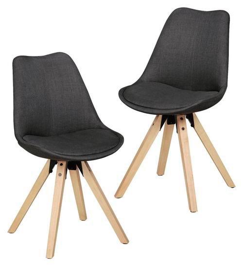 Schalenstuhl Lima Anthrazit Beine Echtholz 2er-Set - Eichefarben/Anthrazit, Design, Holz/Kunststoff (48/89/42cm) - MID.YOU