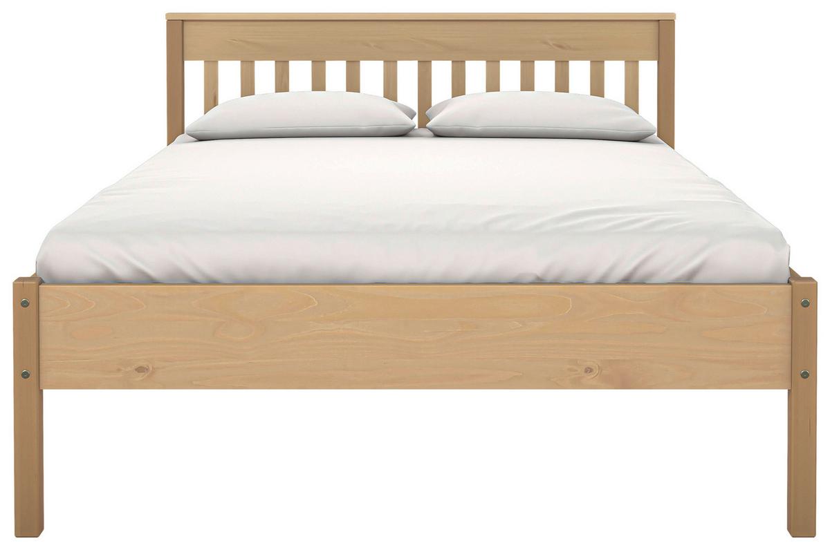 posteľ LUNA borovica masív, farby dubu - prírodná farba/farba duba, Modern, drevo (140/200cm) - MID.YOU