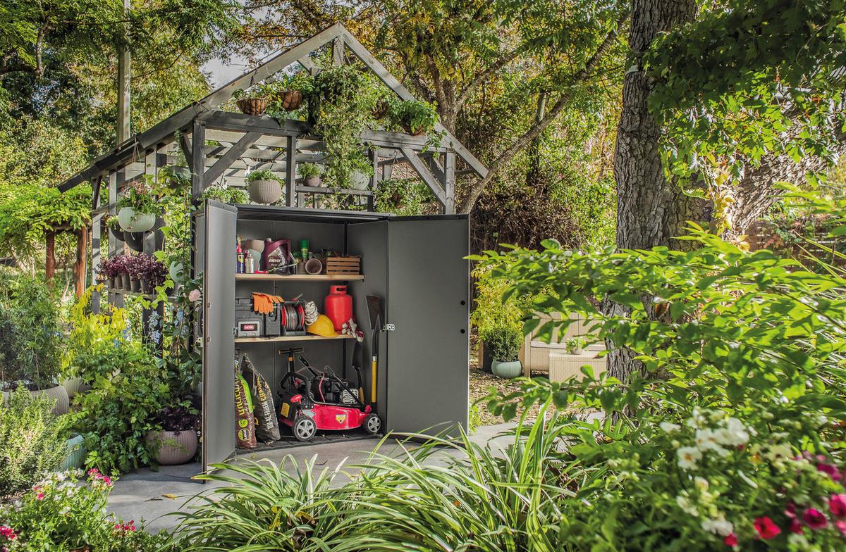 ZÁHRADNÝ DOMČEK PREMIER - sivá, plast (140/73.6/170.4cm)