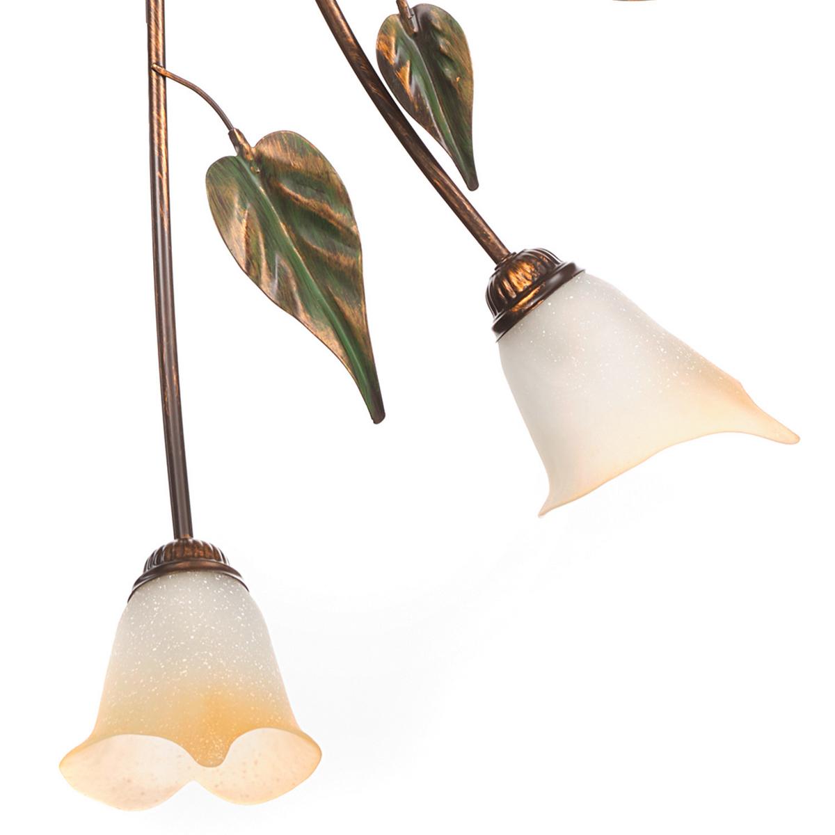 Deckenleuchte 4620/Ov6 - Bronzefarben/Olivgrün, Natur, Glas/Metall (65/40/125cm)