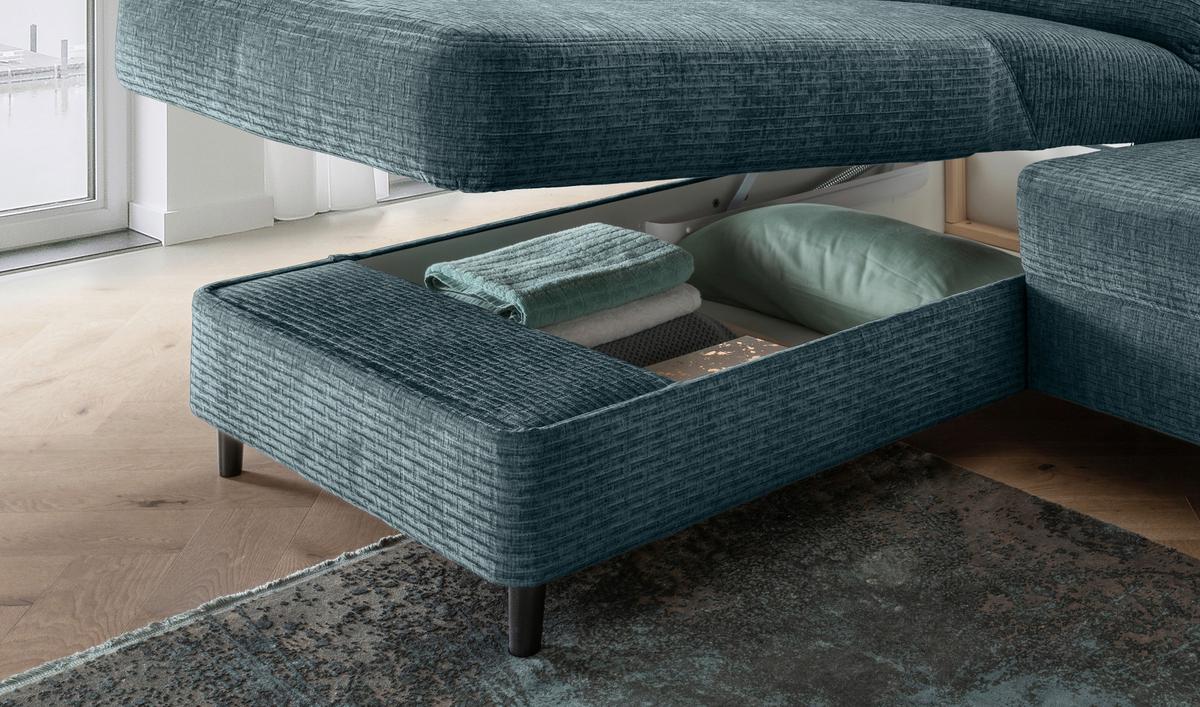 Ecksofa Cavoli, Blau S: 176x279 cm - Blau/Schwarz, MODERN, Textil (176/279cm) - Livetastic